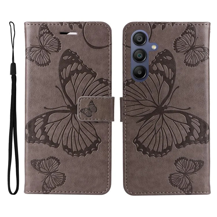 KT Imprinting Flower Series-2 For Samsung Galaxy A16 5G Case Floral Butterfly Leather Wallet Phone Cover