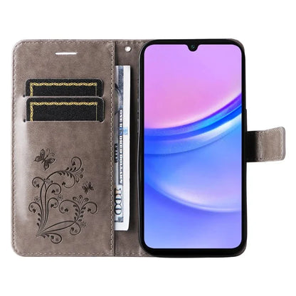 KT Imprinting Flower Series-2 For Samsung Galaxy A16 5G Case Floral Butterfly Leather Wallet Phone Cover