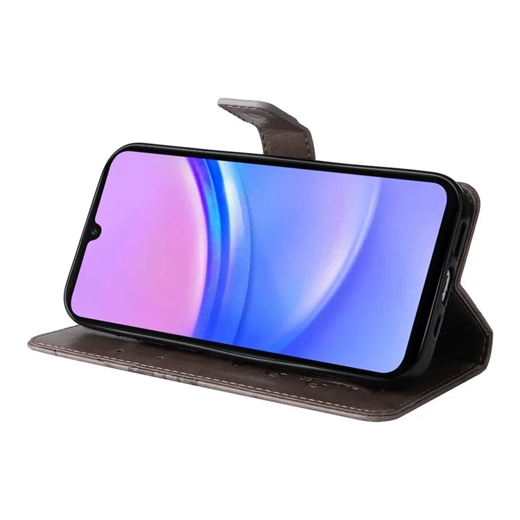 KT Imprinting Flower Series-2 For Samsung Galaxy A16 5G Case Floral Butterfly Leather Wallet Phone Cover