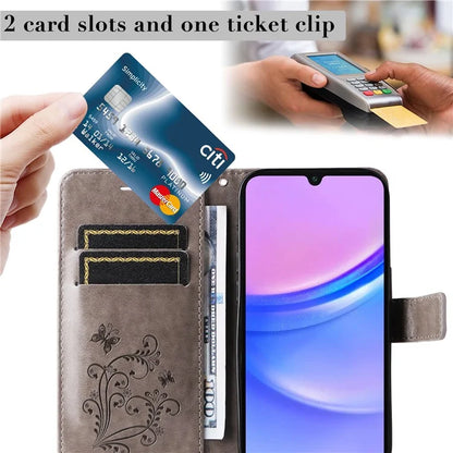 KT Imprinting Flower Series-2 For Samsung Galaxy A16 5G Case Floral Butterfly Leather Wallet Phone Cover