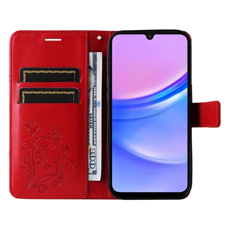 KT Imprinting Flower Series-2 For Samsung Galaxy A16 5G Case Floral Butterfly Leather Wallet Phone Cover