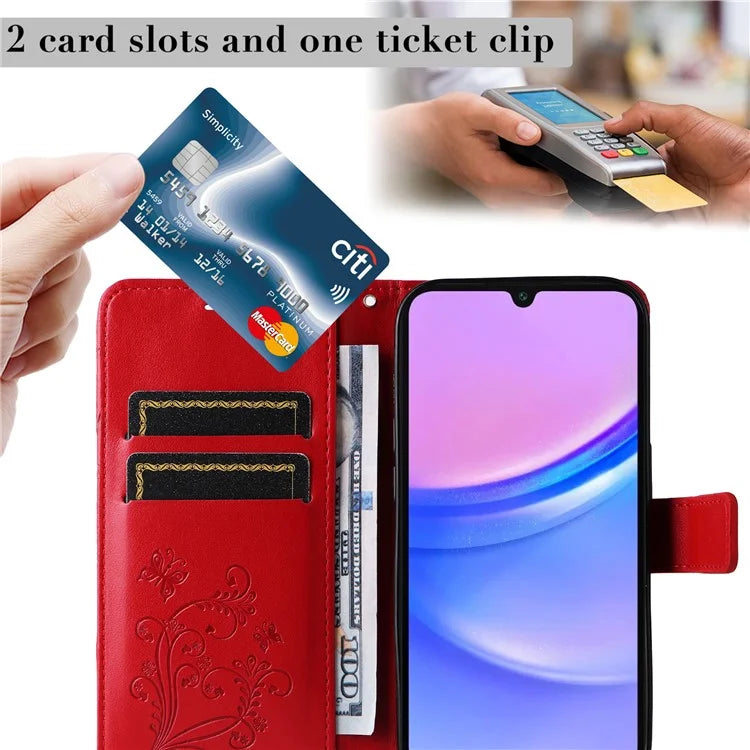 KT Imprinting Flower Series-2 For Samsung Galaxy A16 5G Case Floral Butterfly Leather Wallet Phone Cover