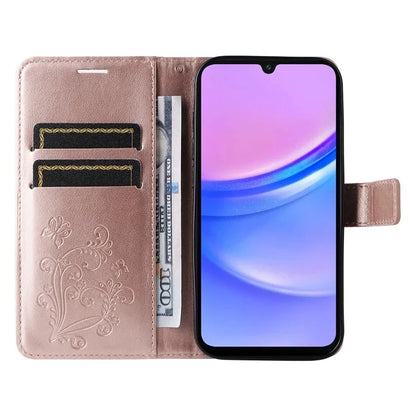 KT Imprinting Flower Series-2 For Samsung Galaxy A16 5G Case Floral Butterfly Leather Wallet Phone Cover