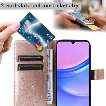 KT Imprinting Flower Series-2 For Samsung Galaxy A16 5G Case Floral Butterfly Leather Wallet Phone Cover
