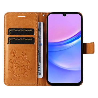 KT Imprinting Flower Series-2 For Samsung Galaxy A16 5G Case Floral Butterfly Leather Wallet Phone Cover