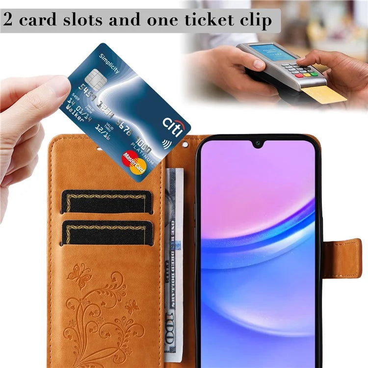 KT Imprinting Flower Series-2 For Samsung Galaxy A16 5G Case Floral Butterfly Leather Wallet Phone Cover