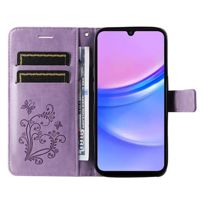 KT Imprinting Flower Series-2 For Samsung Galaxy A16 5G Case Floral Butterfly Leather Wallet Phone Cover