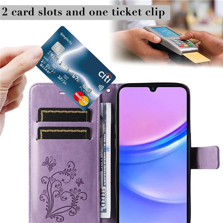KT Imprinting Flower Series-2 For Samsung Galaxy A16 5G Case Floral Butterfly Leather Wallet Phone Cover