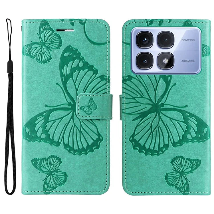 KT Imprinting Flower Series-2 For Xiaomi Redmi K70 Ultra Case Floral Butterfly Leather Wallet Phone Cover