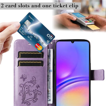 KT Imprinting Flower Series-2 For Samsung Galaxy A06 Case Floral Butterfly Leather Wallet Phone Cover