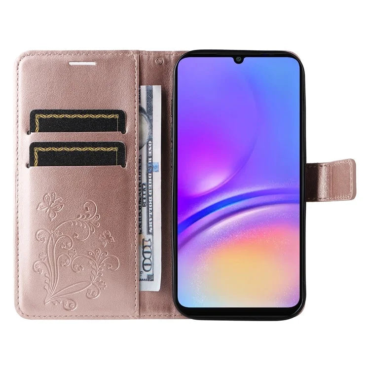 KT Imprinting Flower Series-2 For Samsung Galaxy A06 Case Floral Butterfly Leather Wallet Phone Cover