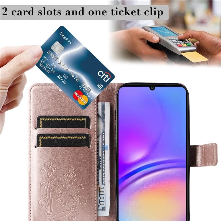 KT Imprinting Flower Series-2 For Samsung Galaxy A06 Case Floral Butterfly Leather Wallet Phone Cover