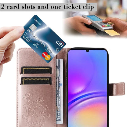 KT Imprinting Flower Series-2 For Samsung Galaxy A06 Case Floral Butterfly Leather Wallet Phone Cover