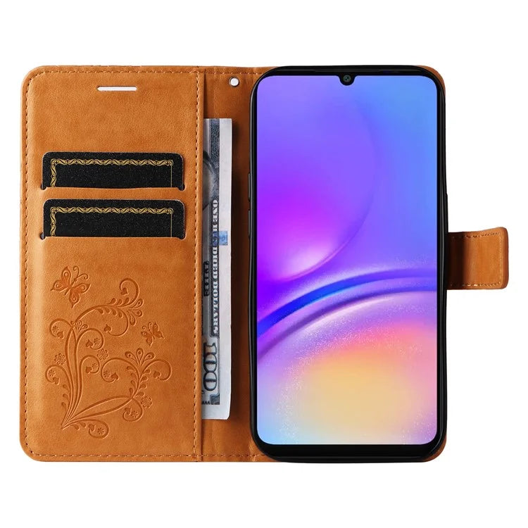 KT Imprinting Flower Series-2 For Samsung Galaxy A06 Case Floral Butterfly Leather Wallet Phone Cover