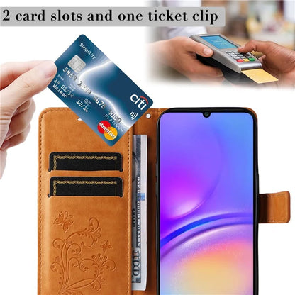 KT Imprinting Flower Series-2 For Samsung Galaxy A06 Case Floral Butterfly Leather Wallet Phone Cover