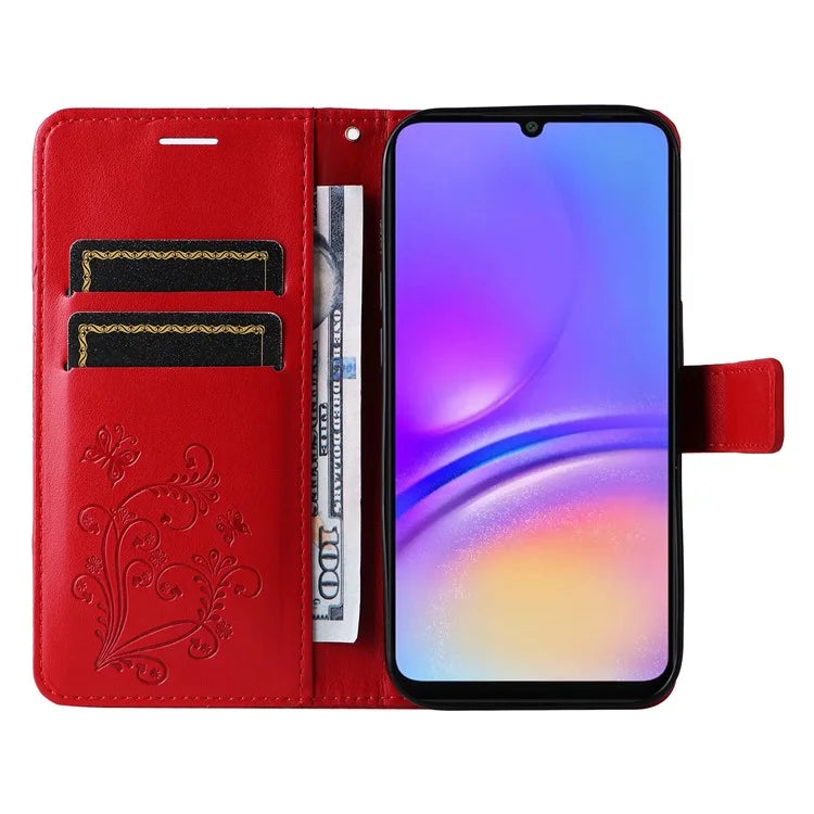 KT Imprinting Flower Series-2 For Samsung Galaxy A06 Case Floral Butterfly Leather Wallet Phone Cover