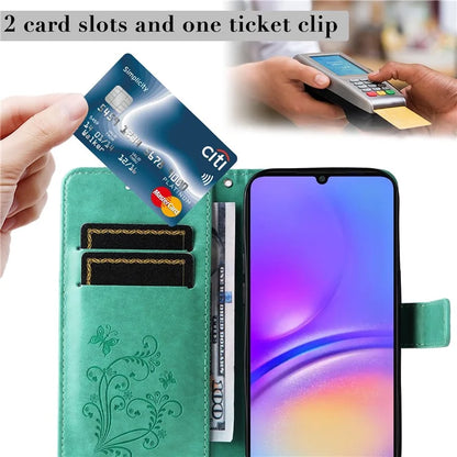 KT Imprinting Flower Series-2 For Samsung Galaxy A06 Case Floral Butterfly Leather Wallet Phone Cover