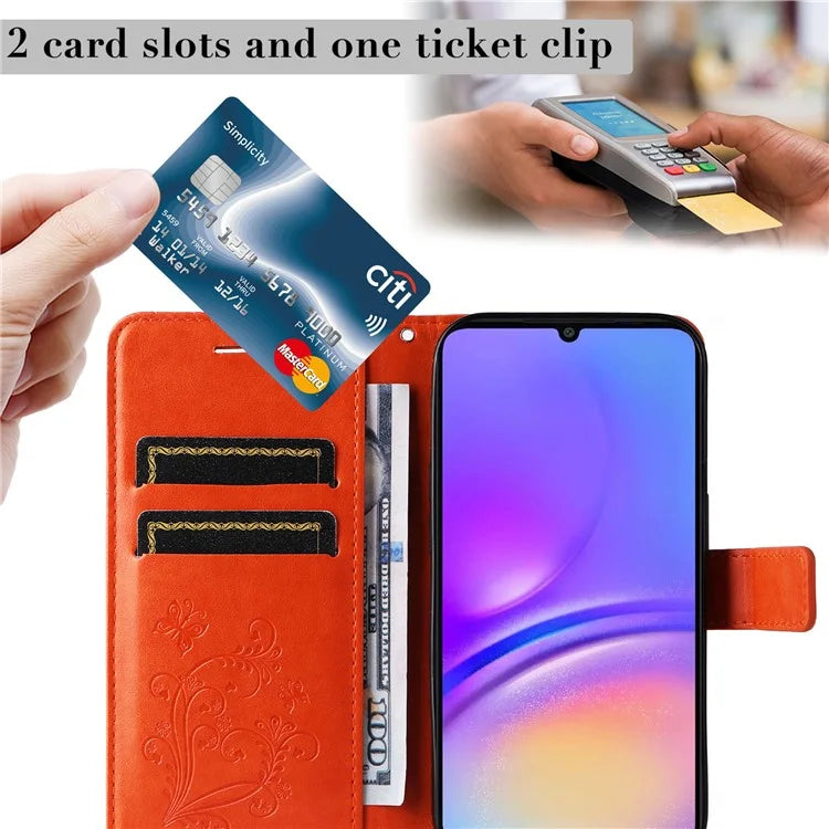 KT Imprinting Flower Series-2 For Samsung Galaxy A06 Case Floral Butterfly Leather Wallet Phone Cover