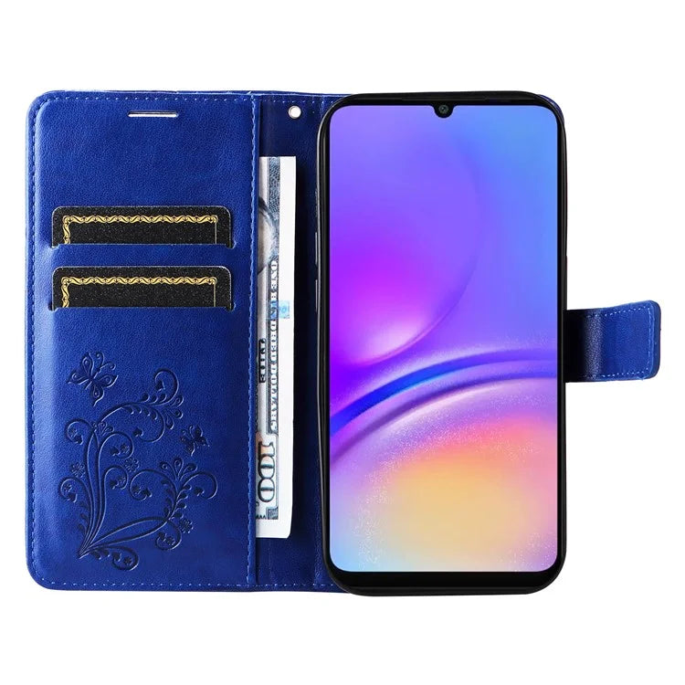 KT Imprinting Flower Series-2 For Samsung Galaxy A06 Case Floral Butterfly Leather Wallet Phone Cover
