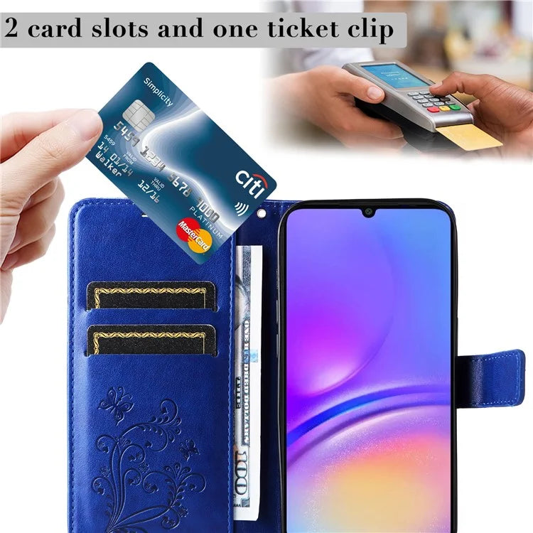 KT Imprinting Flower Series-2 For Samsung Galaxy A06 Case Floral Butterfly Leather Wallet Phone Cover