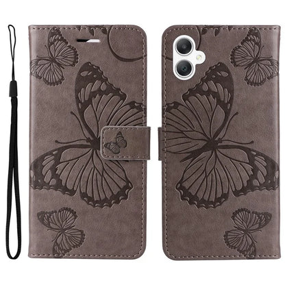 KT Imprinting Flower Series-2 For Samsung Galaxy A06 Case Floral Butterfly Leather Wallet Phone Cover