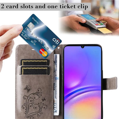 KT Imprinting Flower Series-2 For Samsung Galaxy A06 Case Floral Butterfly Leather Wallet Phone Cover
