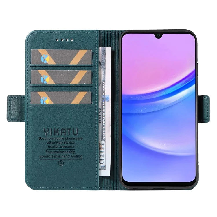 YIKATU YK-003 For Samsung Galaxy A16 5G Case Wallet Stand Leather Phone Cover Side Buckle