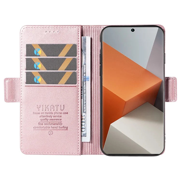 YIKATU YK-003 For Xiaomi Redmi Note 13 Pro+ 5G Case Wallet Stand Leather Phone Cover Side Buckle