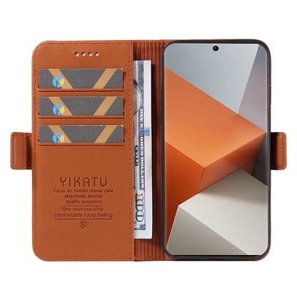 YIKATU YK-003 For Xiaomi Redmi Note 13 Pro+ 5G Case Wallet Stand Leather Phone Cover Side Buckle
