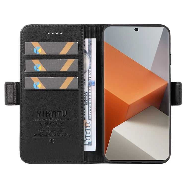 YIKATU YK-003 For Xiaomi Redmi Note 13 Pro+ 5G Case Wallet Stand Leather Phone Cover Side Buckle