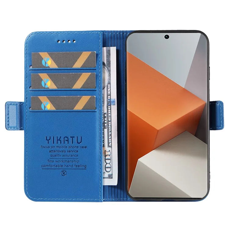YIKATU YK-003 For Xiaomi Redmi Note 13 Pro+ 5G Case Wallet Stand Leather Phone Cover Side Buckle