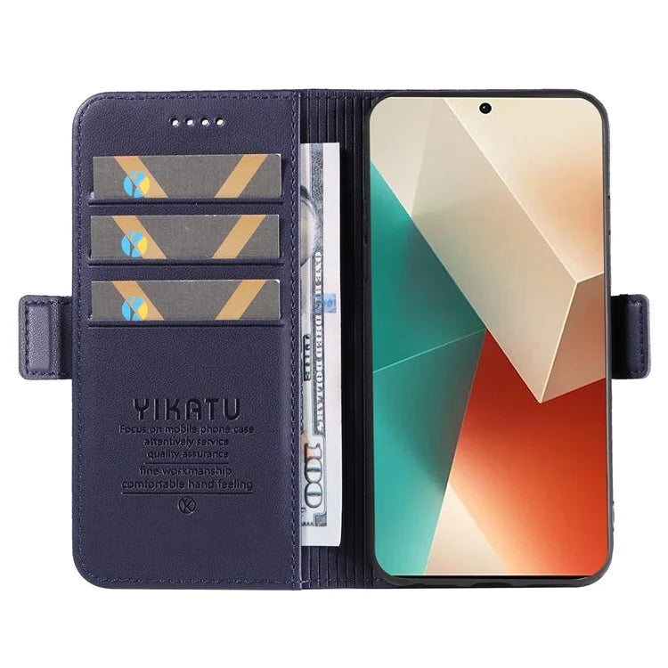 YIKATU YK-003 For Xiaomi Poco X6 5G / Redmi Note 13 Pro 5G Case Wallet Stand Leather Phone Cover Side Buckle