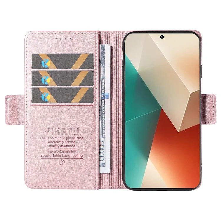 YIKATU YK-003 For Xiaomi Poco X6 5G / Redmi Note 13 Pro 5G Case Wallet Stand Leather Phone Cover Side Buckle