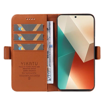 YIKATU YK-003 For Xiaomi Poco X6 5G / Redmi Note 13 Pro 5G Case Wallet Stand Leather Phone Cover Side Buckle