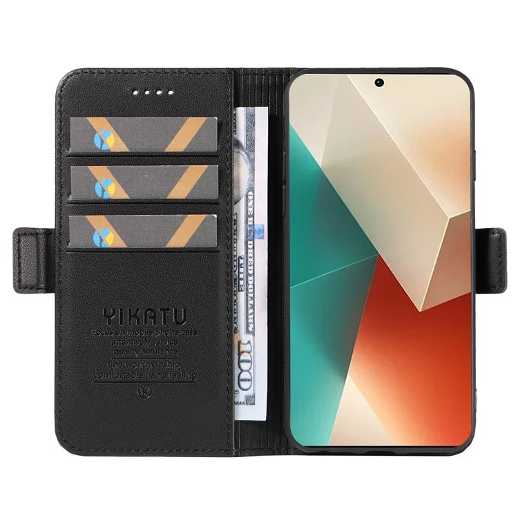 YIKATU YK-003 For Xiaomi Poco X6 5G / Redmi Note 13 Pro 5G Case Wallet Stand Leather Phone Cover Side Buckle