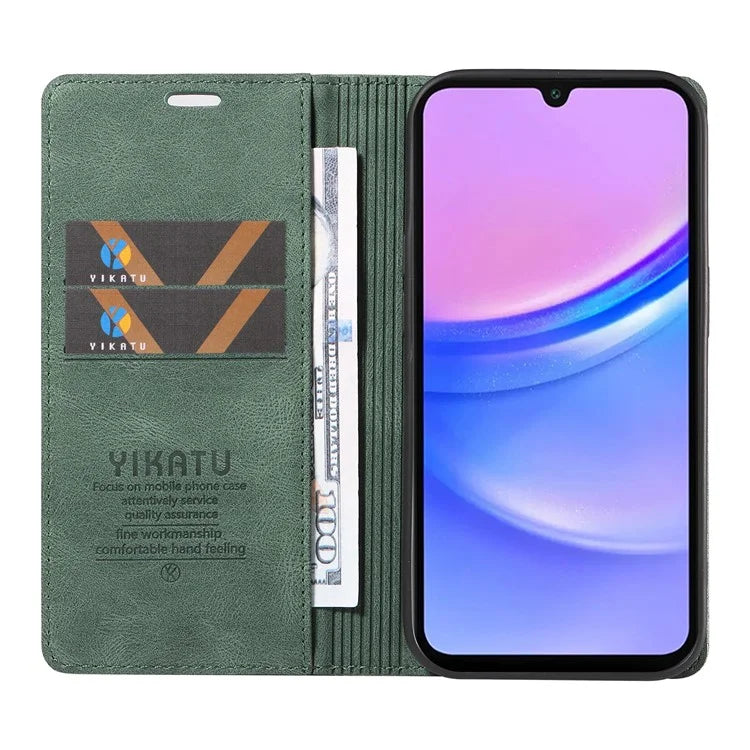 YIKATU YK-004 For Samsung Galaxy A16 5G Case Leather Skin-Touch Phone Cover Magnetic Auto-Absorbed