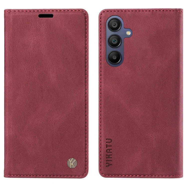 YIKATU YK-004 For Samsung Galaxy A16 5G Case Leather Skin-Touch Phone Cover Magnetic Auto-Absorbed