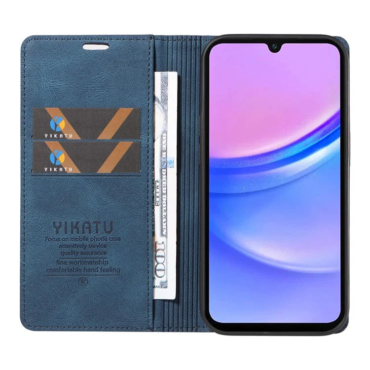 YIKATU YK-004 For Samsung Galaxy A16 5G Case Leather Skin-Touch Phone Cover Magnetic Auto-Absorbed