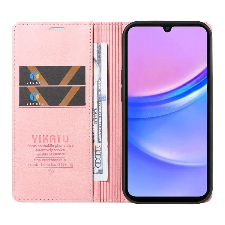 YIKATU YK-004 For Samsung Galaxy A16 5G Case Leather Skin-Touch Phone Cover Magnetic Auto-Absorbed