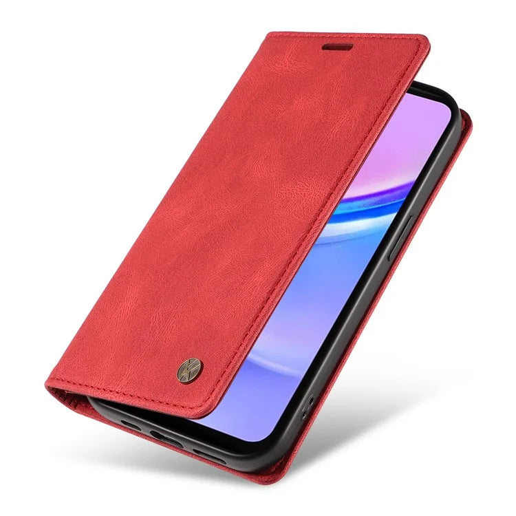 YIKATU YK-004 For Samsung Galaxy A16 5G Case Leather Skin-Touch Phone Cover Magnetic Auto-Absorbed