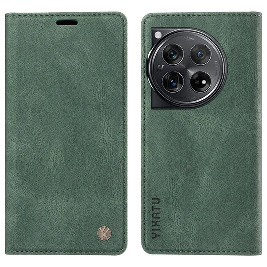 YIKATU YK-004 For OnePlus 12 5G Case Leather Skin-Touch Phone Cover Magnetic Auto-Absorbed