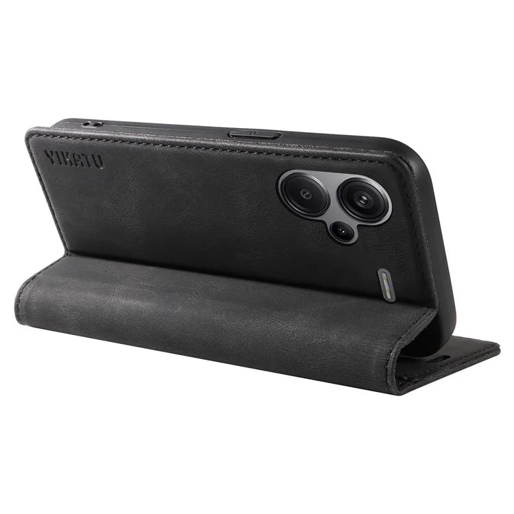 YIKATU YK-004 For Xiaomi Redmi Note 13 Pro+ 5G Case Leather Skin-Touch Phone Cover Magnetic Auto-Absorbed