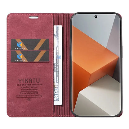 YIKATU YK-004 For Xiaomi Redmi Note 13 Pro+ 5G Case Leather Skin-Touch Phone Cover Magnetic Auto-Absorbed