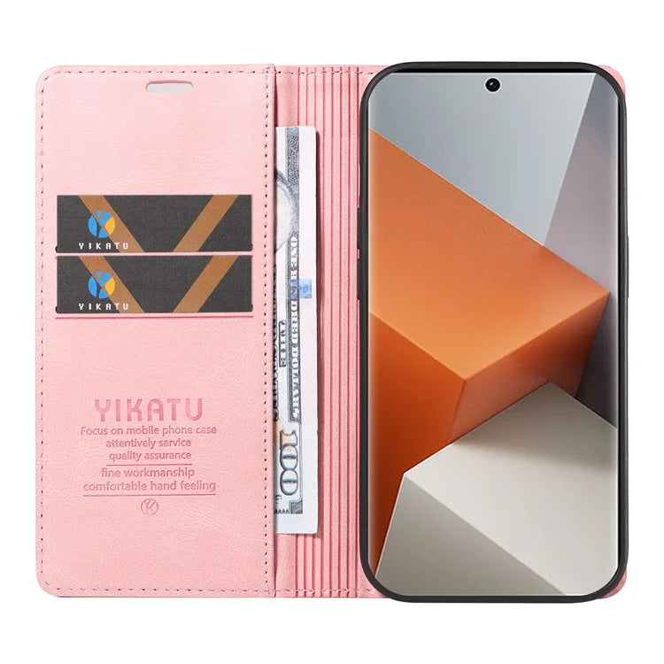 YIKATU YK-004 For Xiaomi Redmi Note 13 Pro+ 5G Case Leather Skin-Touch Phone Cover Magnetic Auto-Absorbed