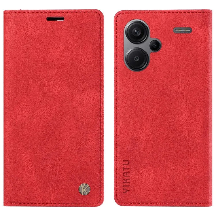 YIKATU YK-004 For Xiaomi Redmi Note 13 Pro+ 5G Case Leather Skin-Touch Phone Cover Magnetic Auto-Absorbed