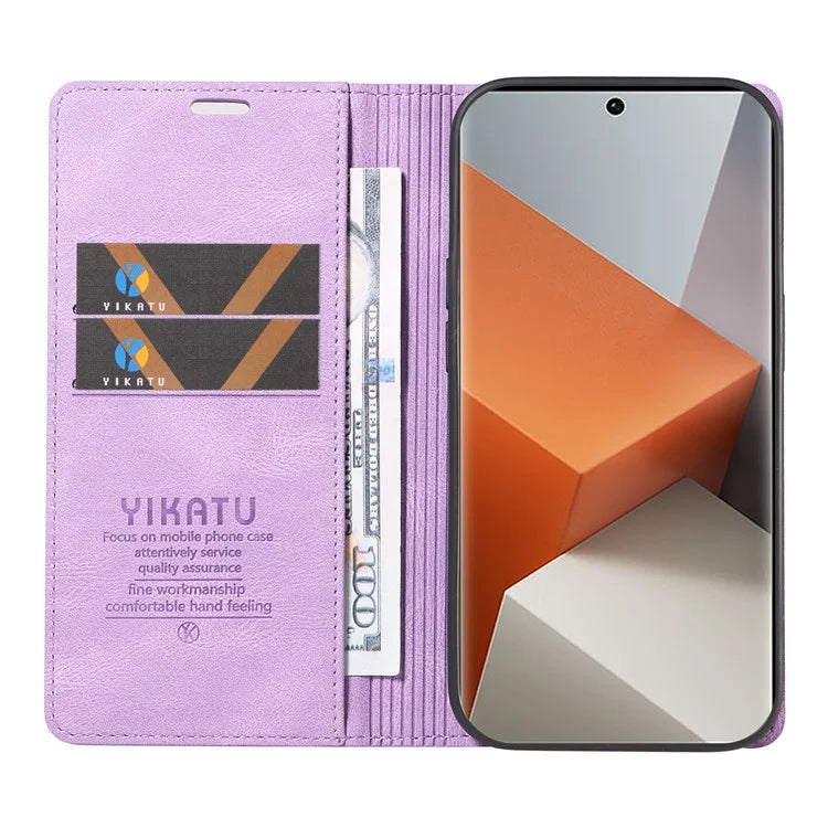 YIKATU YK-004 For Xiaomi Redmi Note 13 Pro+ 5G Case Leather Skin-Touch Phone Cover Magnetic Auto-Absorbed