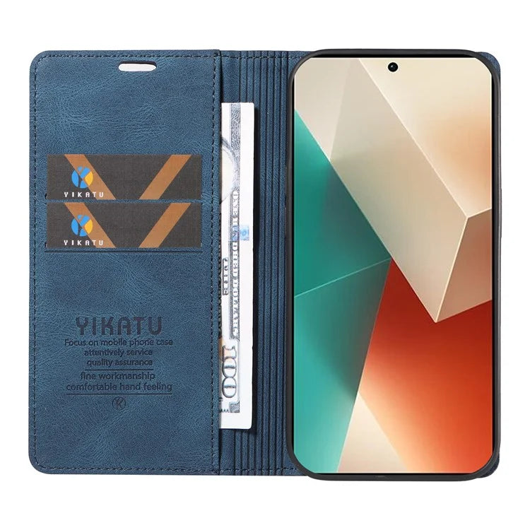 YIKATU YK-004 For Xiaomi Poco X6 5G / Redmi Note 13 Pro 5G Case Leather Skin-Touch Phone Cover Magnetic Auto-Absorbed