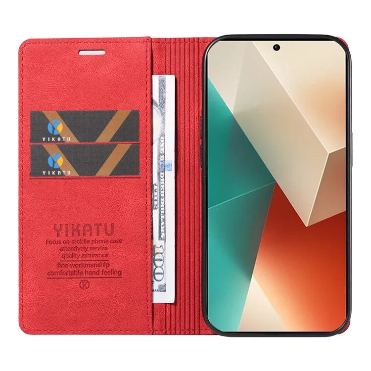 YIKATU YK-004 For Xiaomi Poco X6 5G / Redmi Note 13 Pro 5G Case Leather Skin-Touch Phone Cover Magnetic Auto-Absorbed