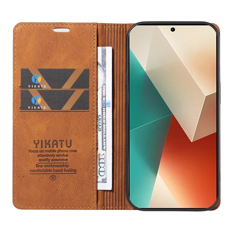 YIKATU YK-004 For Xiaomi Poco X6 5G / Redmi Note 13 Pro 5G Case Leather Skin-Touch Phone Cover Magnetic Auto-Absorbed