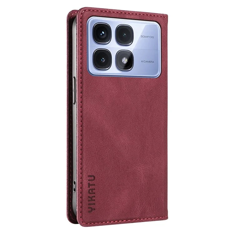 YIKATU YK-004 For Xiaomi Redmi K70 Ultra Case Leather Skin-Touch Phone Cover Magnetic Auto-Absorbed